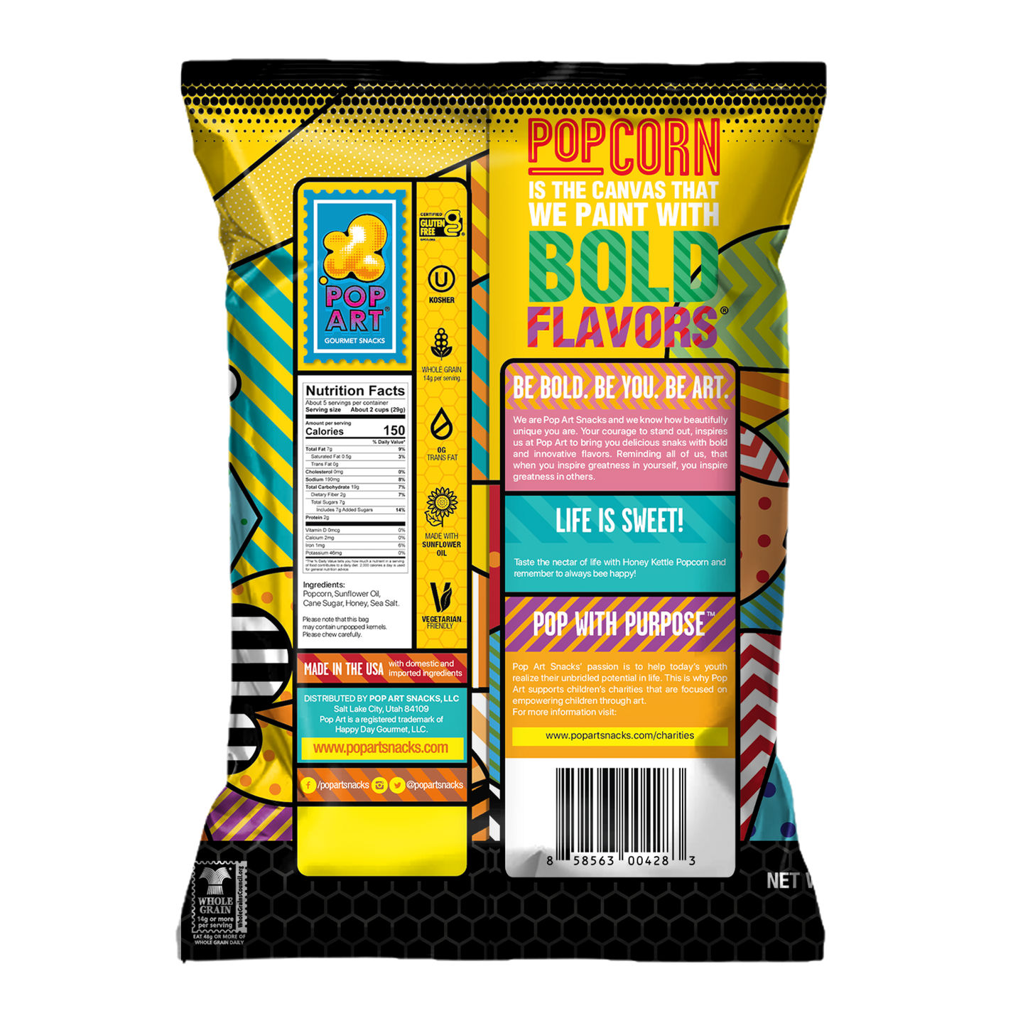 Seasonal Snacks, Honey Kettle Corn, Popcorn Pop Art Snacks