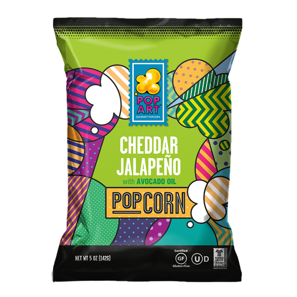 Cheddar Jalapeno Popcorn, Spicy, Cheesy, Fire Corn Pop Art Snacks